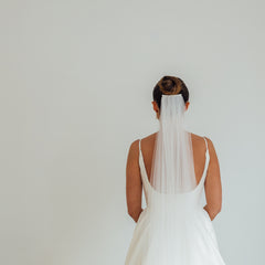 ANDY. single tier veil, barely there, plain tulle.