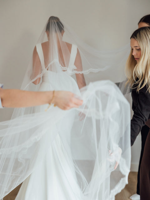 HARRY. blusher veil, eyelash lace trim.