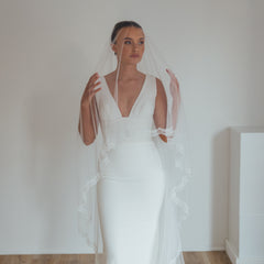 HARRY. blusher veil, eyelash lace trim.