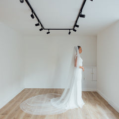 FRANC. single tier veil, fully ruched, plain tulle.