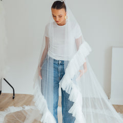 IZZY. blusher veil, tulle ruffle edge.