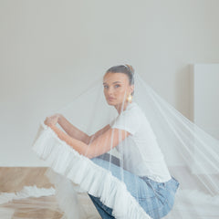 IZZY. blusher veil, tulle ruffle edge.