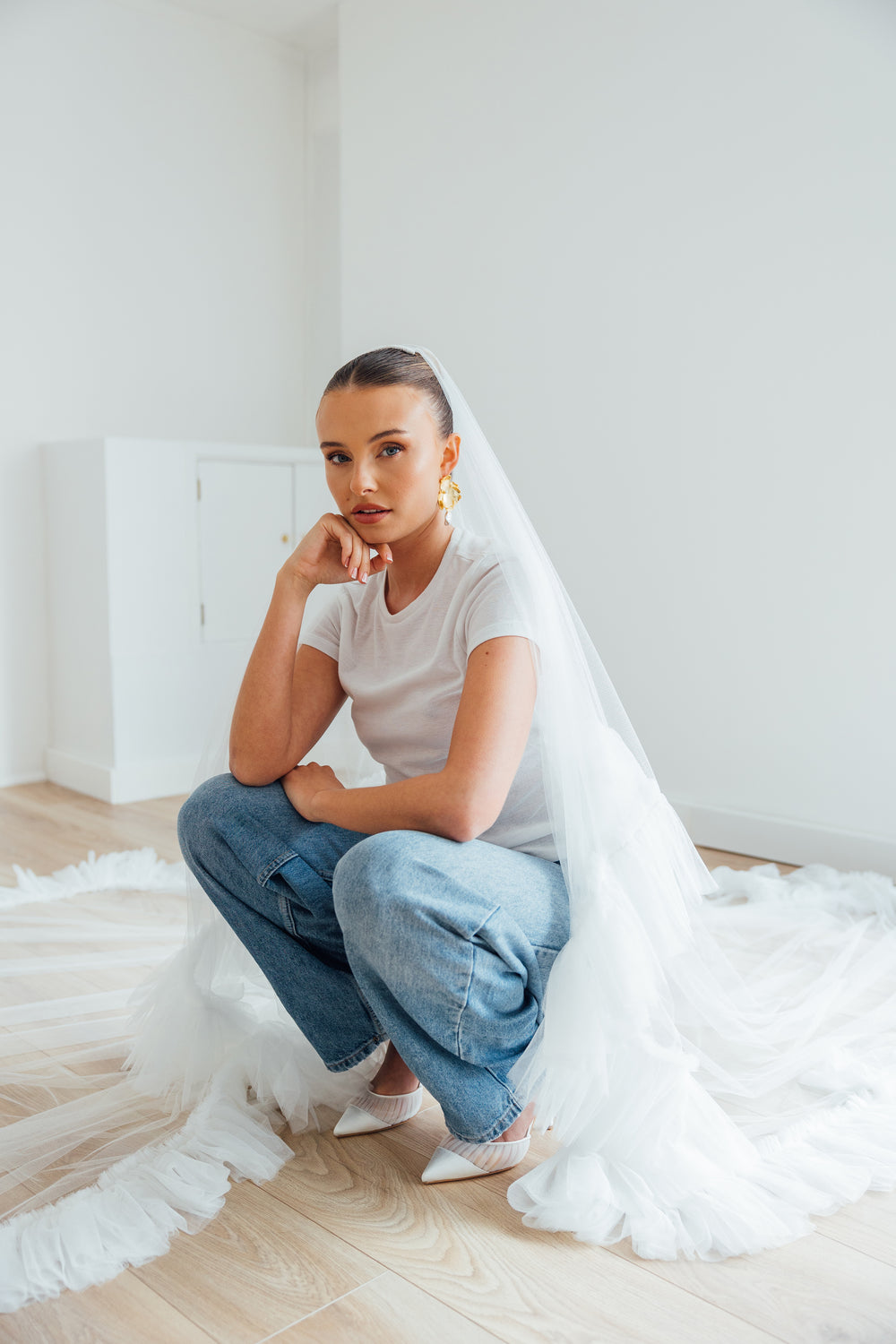 IZZY. blusher veil, tulle ruffle edge.