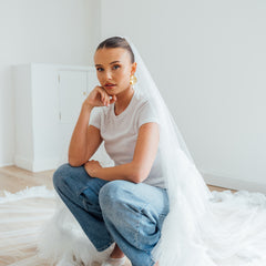 IZZY. blusher veil, tulle ruffle edge.