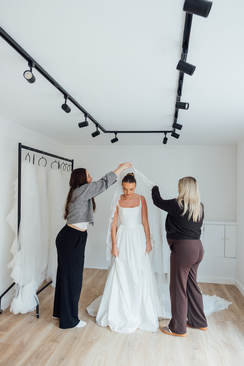 SOPHIE. mantilla veil, cord lace trim.