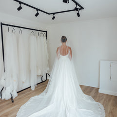 SOPHIE. mantilla veil, cord lace trim.