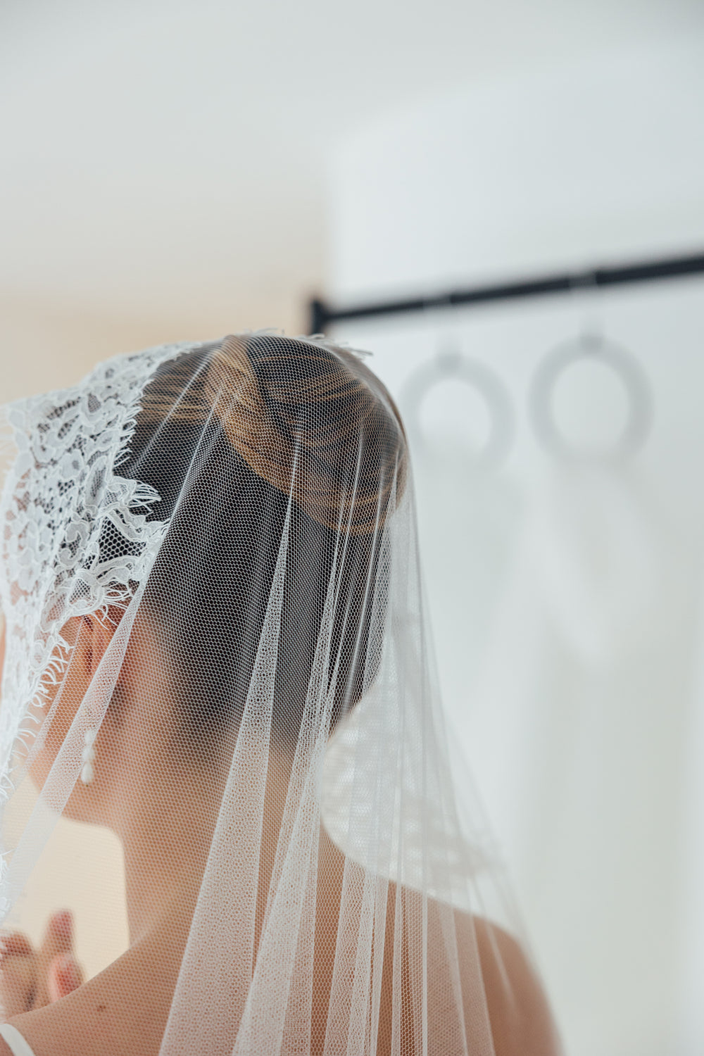 SOPHIE. mantilla veil, cord lace trim.
