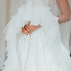 IZZY. blusher veil, tulle ruffle edge.