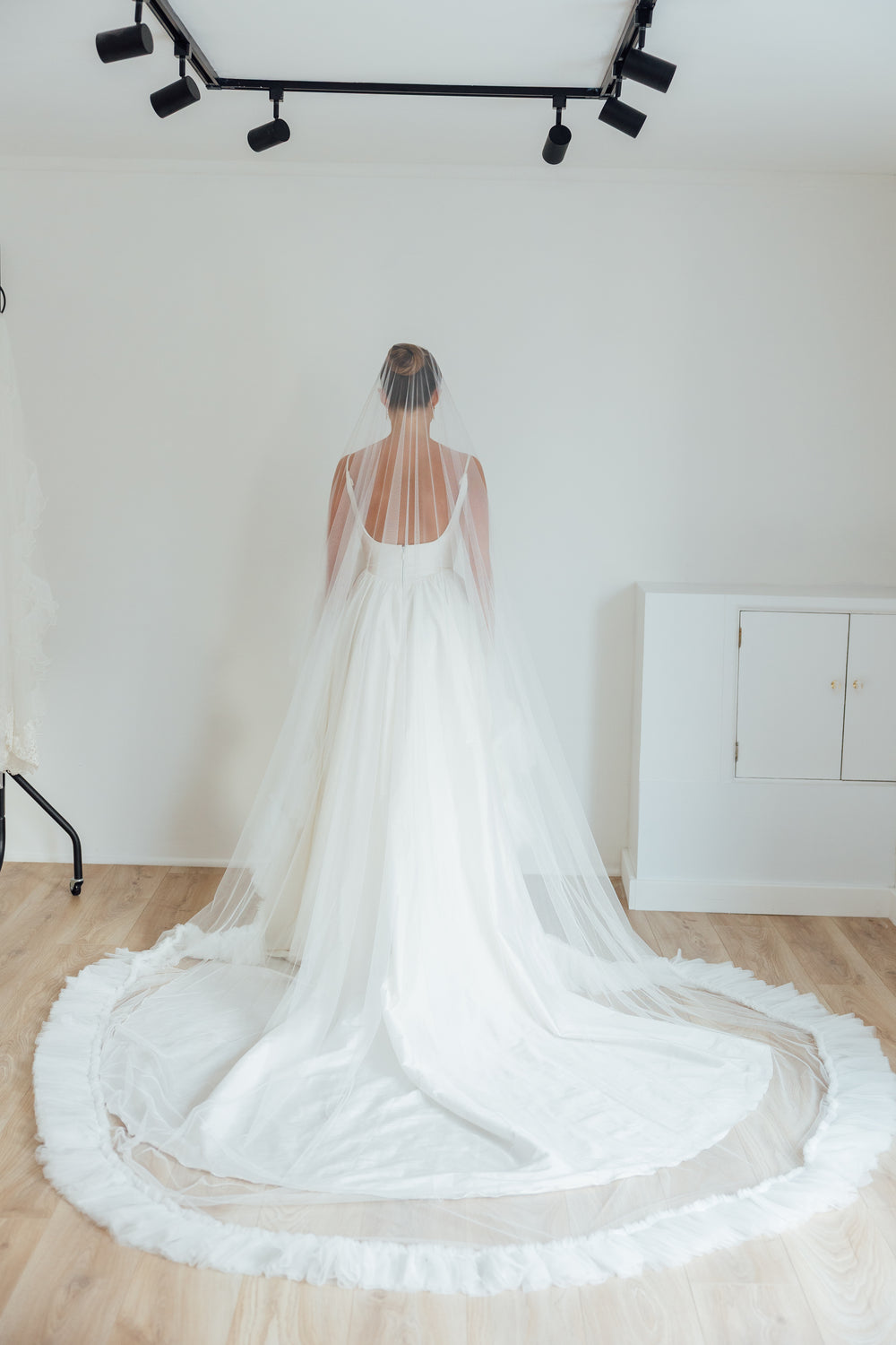 IZZY. blusher veil, tulle ruffle edge.