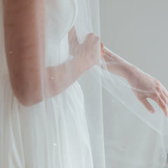 DAPHNE. blusher veil, sparkle detail.