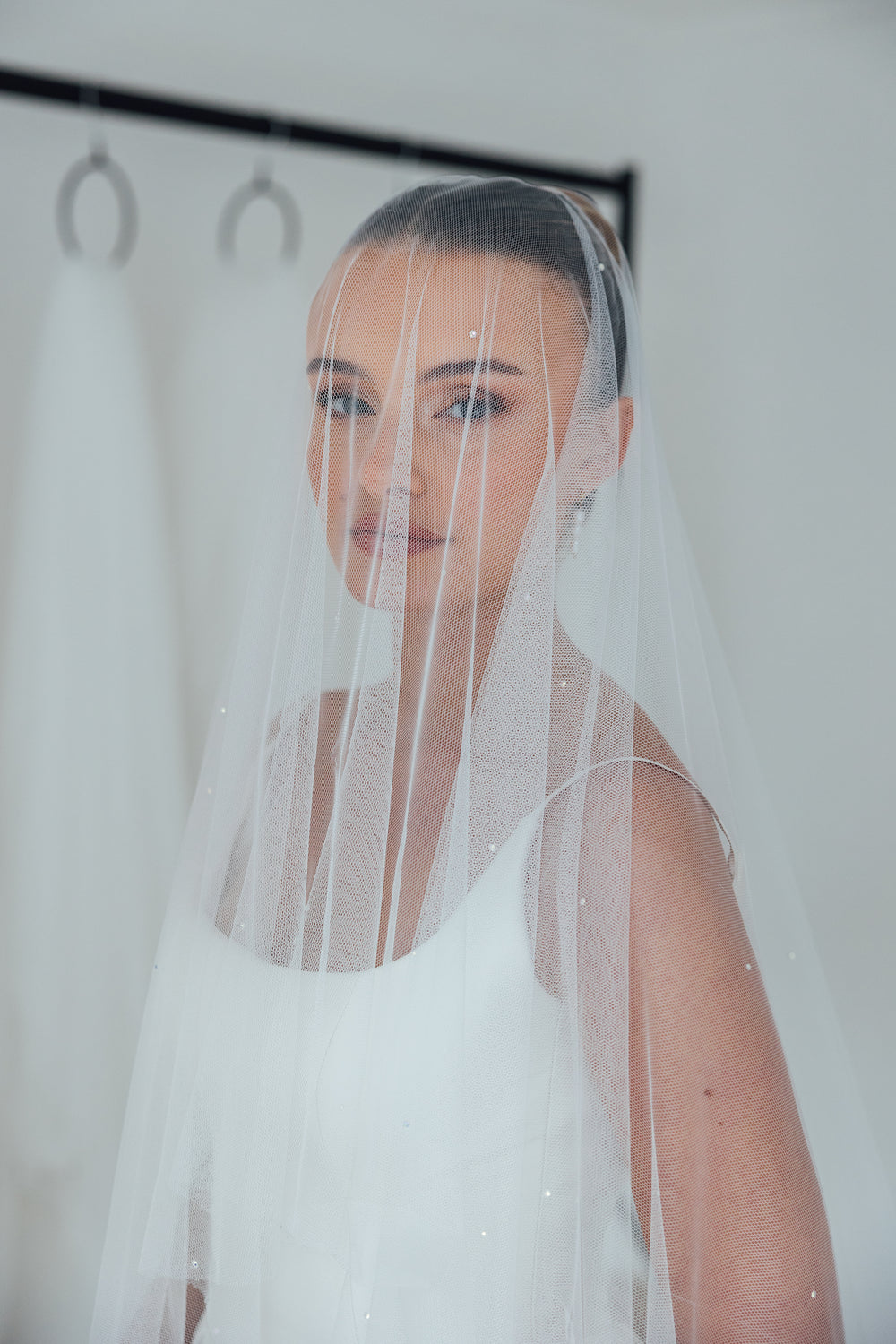 DAPHNE. blusher veil, sparkle detail.