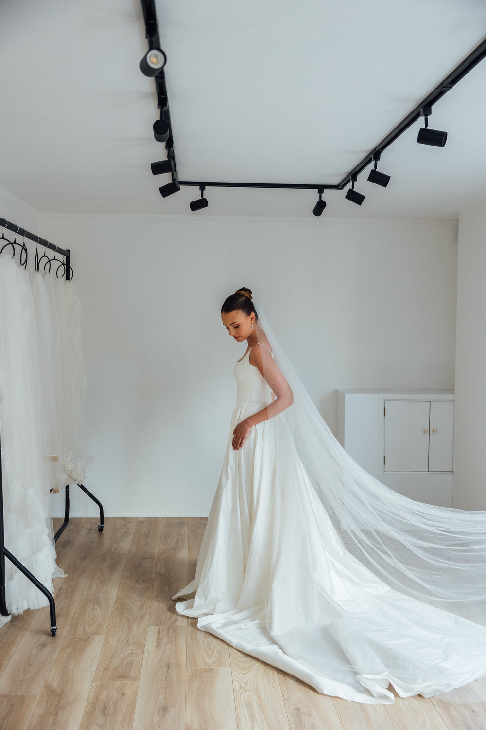 DAPHNE. single tier veil, sparkle detail.