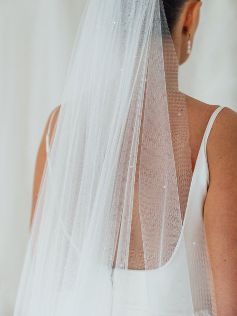 DAPHNE. single tier veil, sparkle detail.