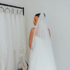 FRANC. single tier veil, fully ruched, plain tulle.