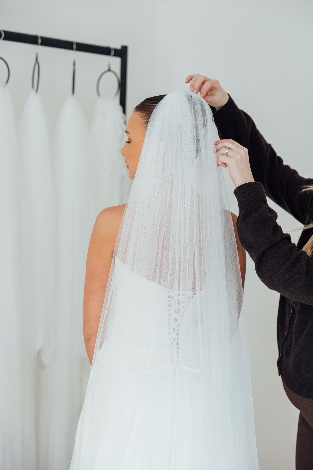 FRANC. single tier veil, fully ruched, plain tulle.