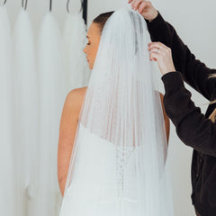 FRANC. single tier veil, fully ruched, plain tulle.