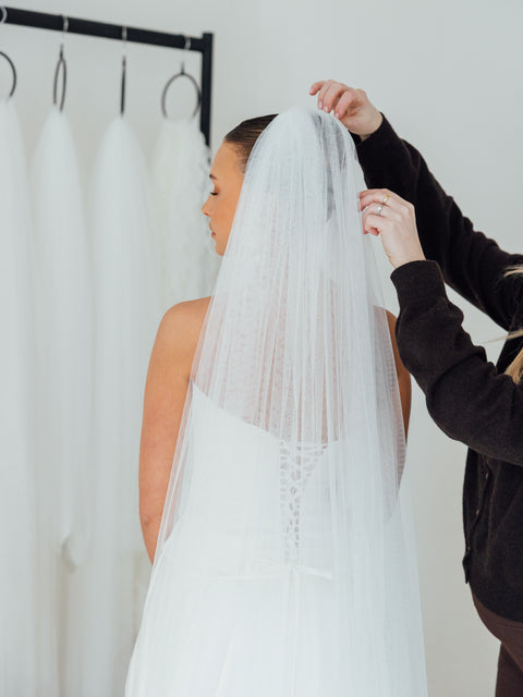 FRANC. single tier veil, fully ruched, plain tulle.