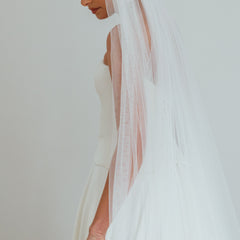 FRANC. single tier veil, fully ruched, plain tulle.