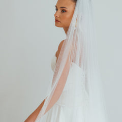 FRANC. single tier veil, fully ruched, plain tulle.