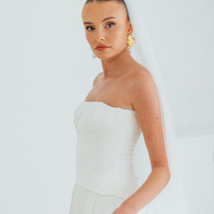 FRANC. single tier veil, fully ruched, plain tulle.