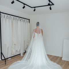 FRANC. single tier veil, fully ruched, plain tulle.
