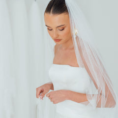 FRANC. single tier veil, fully ruched, plain tulle.