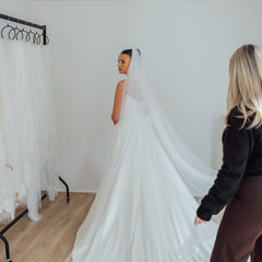 FRANC. single tier veil, fully ruched, plain tulle.