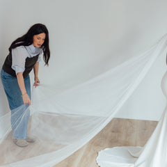 MILA. tulle bridal scarf.