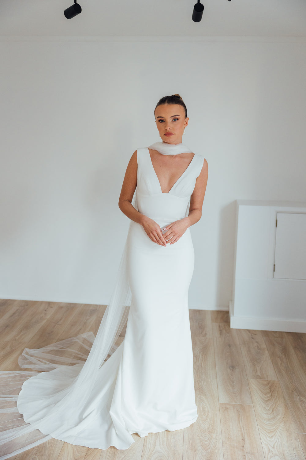 MILA. tulle bridal scarf.