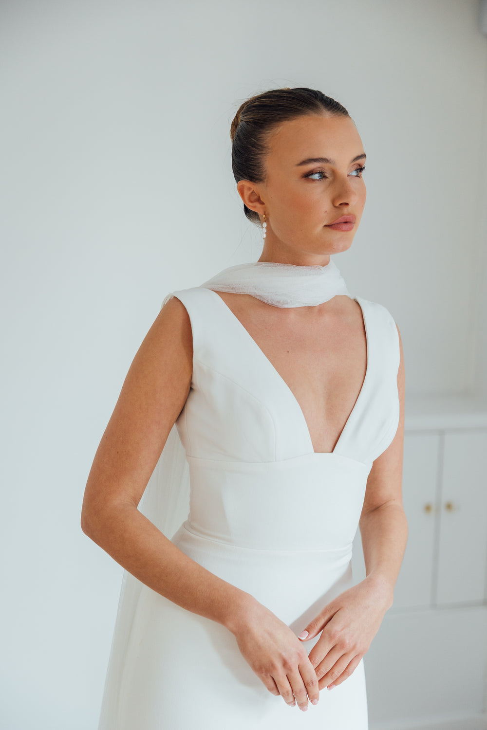 MILA. tulle bridal scarf.