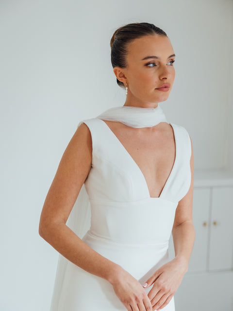 MILA. tulle bridal scarf.