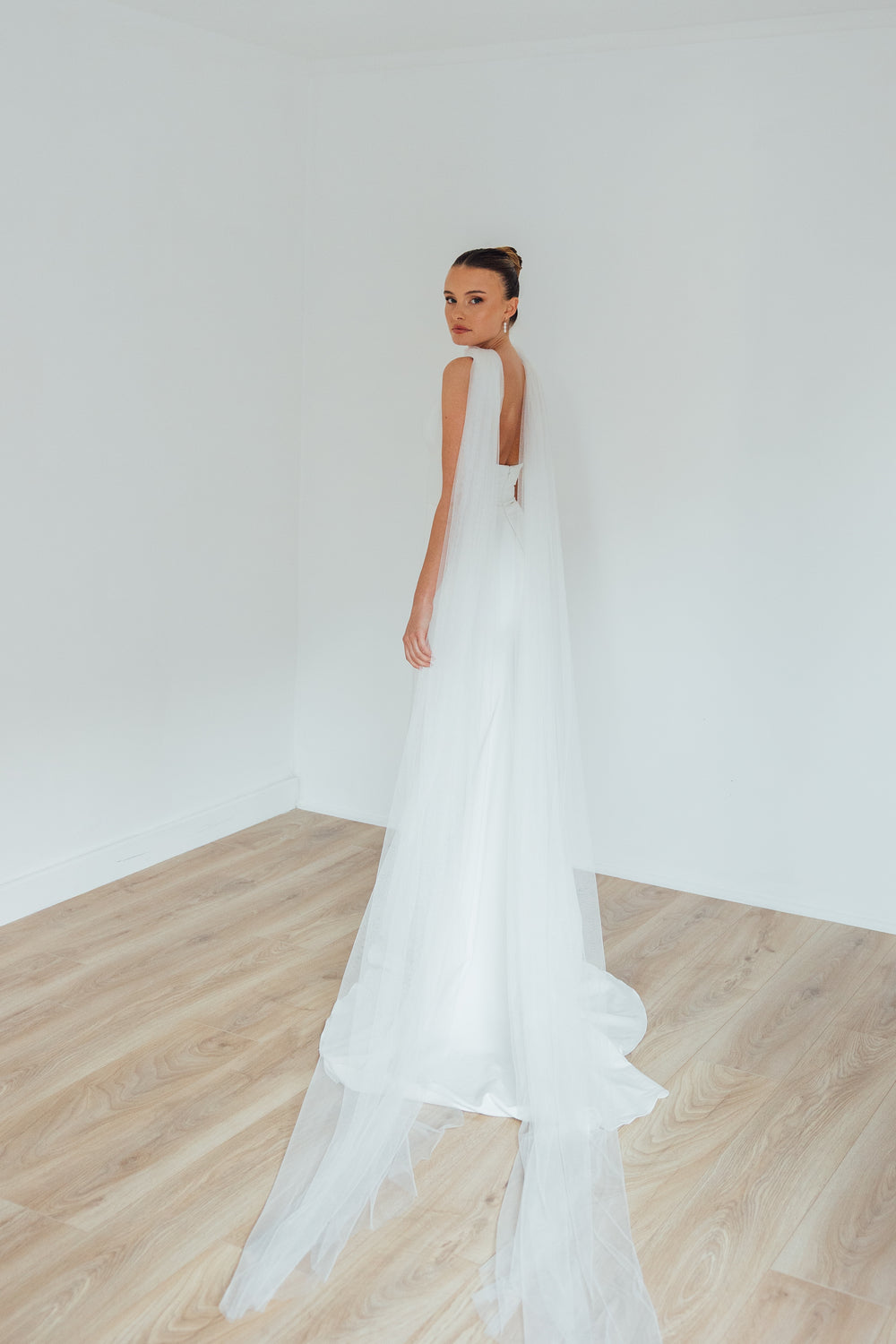 MILA. tulle bridal scarf.