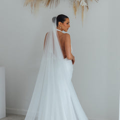 TAMSIN. blusher veil, pearl detail.