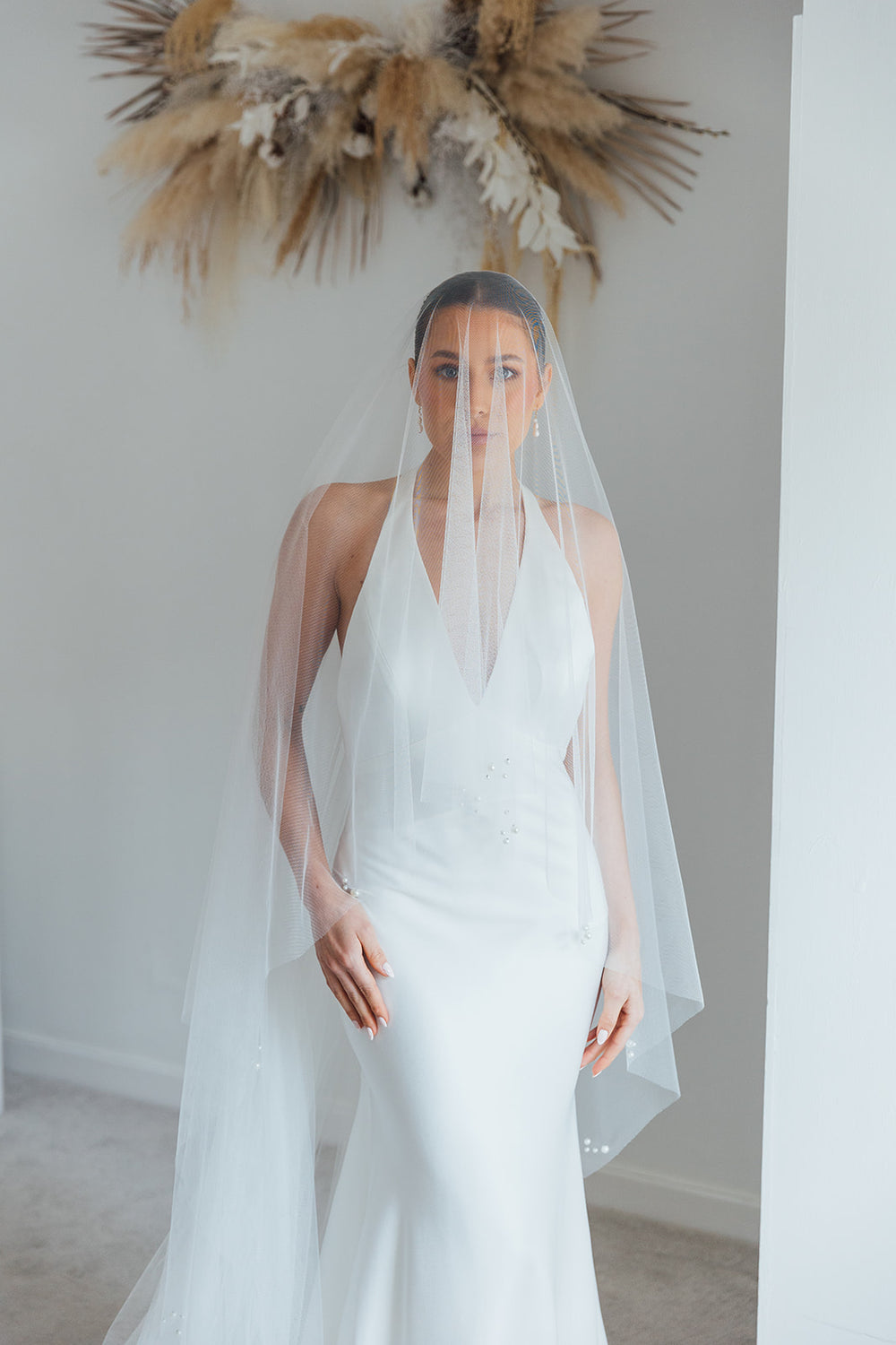 TAMSIN. blusher veil, pearl detail.