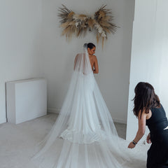 TAMSIN. blusher veil, pearl detail.