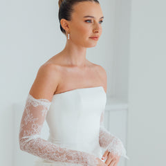 PENNY. chantilly lace bridal sleeves.
