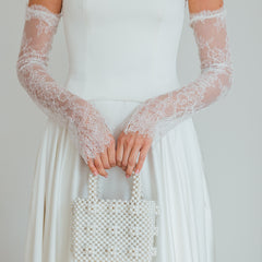 PENNY. chantilly lace bridal sleeves.