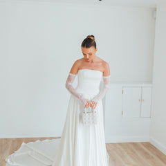 PENNY. chantilly lace bridal sleeves.