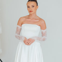 PENNY. chantilly lace bridal sleeves.
