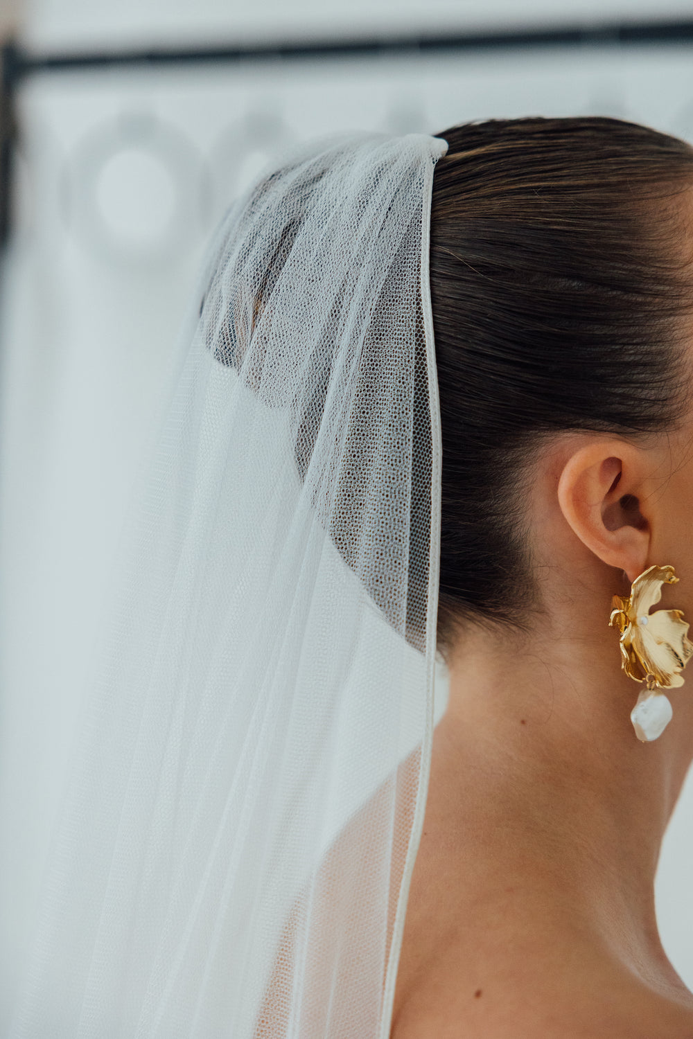 NATASHA. single tier veil, delicate cord trim.