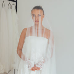 SOPHIE. blusher veil, cord lace trim.