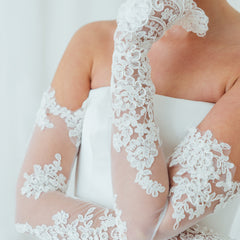 BILLIE. corded lace bridal sleeves.