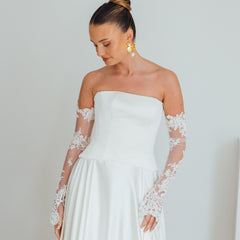 BILLIE. corded lace bridal sleeves.