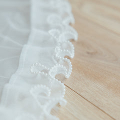 LALA. blusher veil, pearl edge ruffle trim.