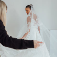 LIV. blusher veil, wide lace edge.