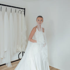 LIV. blusher veil, wide lace edge.