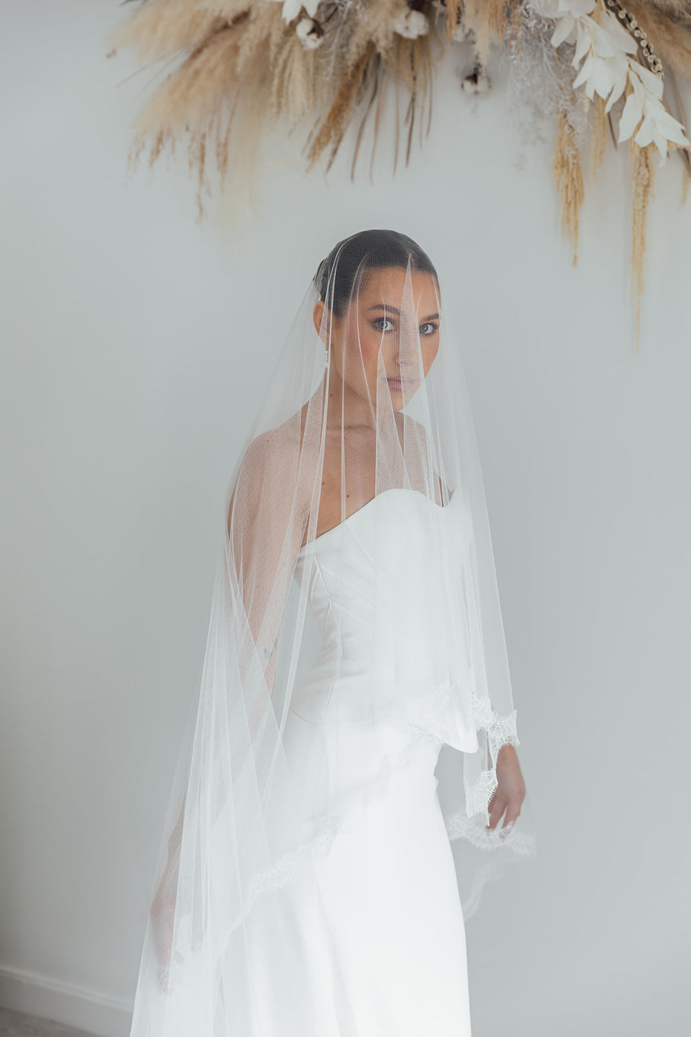 HARRY. blusher veil, eyelash lace trim.