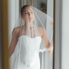 HARRY. blusher veil, eyelash lace trim.