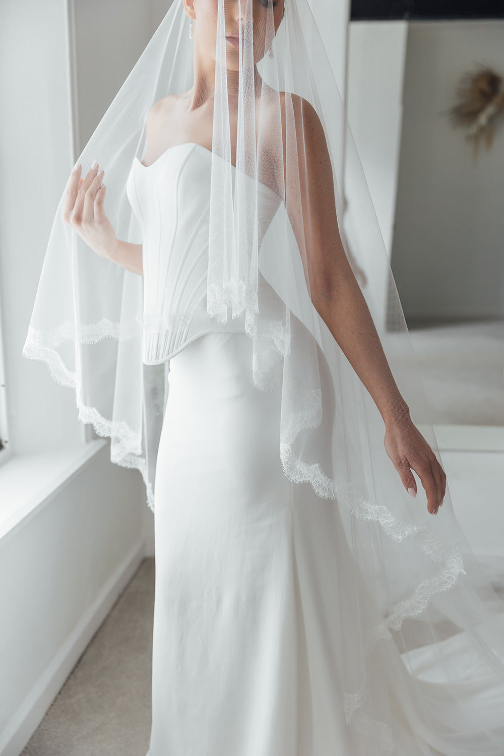 HARRY. blusher veil, eyelash lace trim.