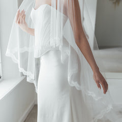 HARRY. blusher veil, eyelash lace trim.